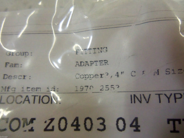 1970 2553 FITTING ADAPTER COOPER 3/4" C&M SIZE NSNP