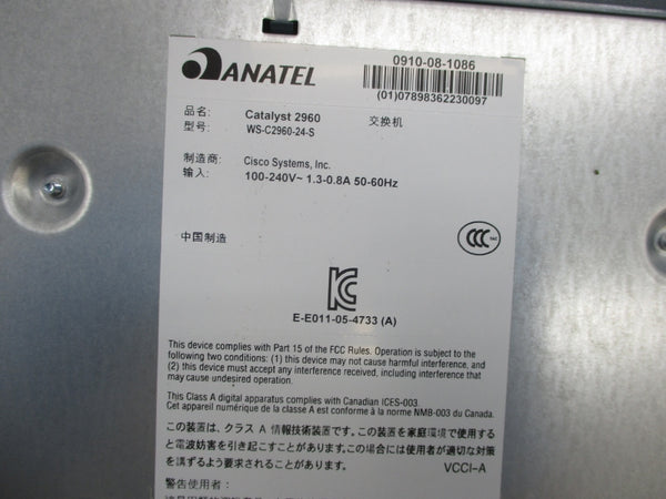 CISCO WS-C2960-24-S 240V, 0.8A NSMP