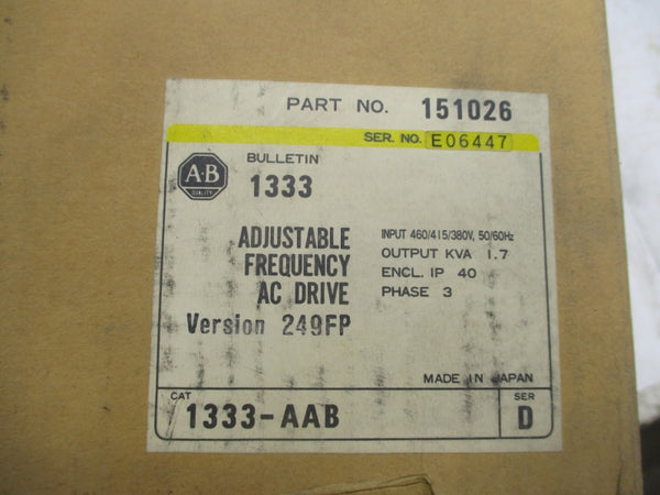 ALLEN BRADLEY 1333-AAB SER. D 460/415/380V NSFS