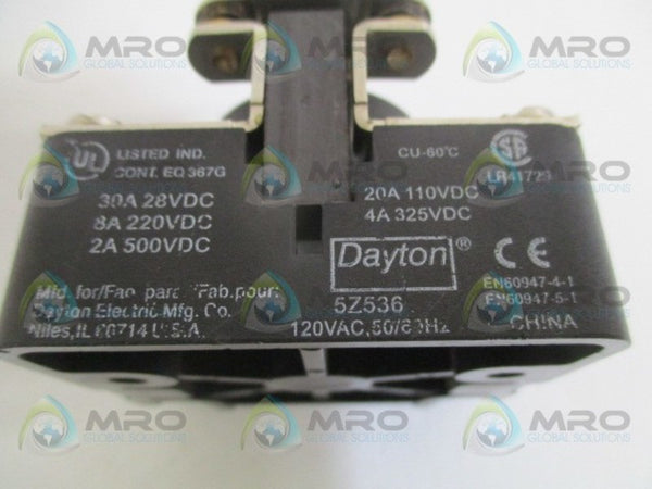 DAYTON 5Z536 POWER RELAY 120VAC NSNP