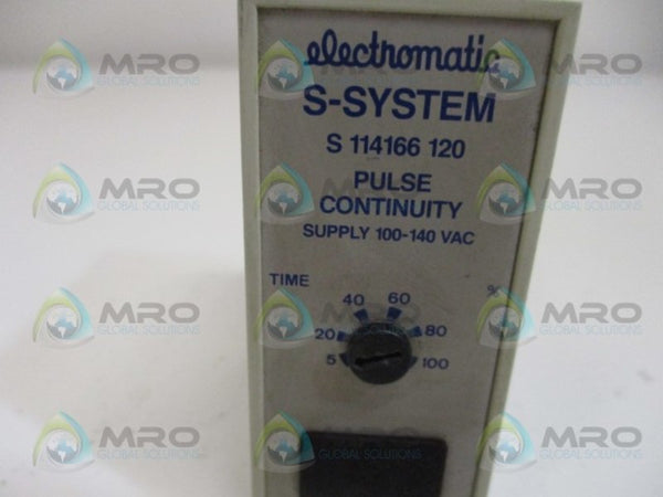 ELECTROMATIC S114166120 PULSE CONTINUITY RELAY 100-140VAC UNMP
