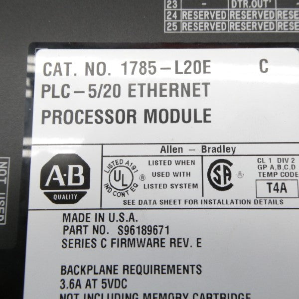 ALLEN BRADLEY 1785-L20E SER. C F/W E 5VDC 3.6A NSNP