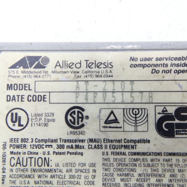 ALLIED TELESIS AT-210T 12VDC NSNP