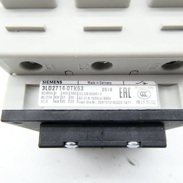 SIEMENS 3LD2714-0TK53 400V 100A NSNP
