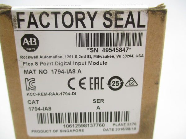 ALLEN BRADLEY 1794-IA8 SER. A DATE: 2016 NSFS
