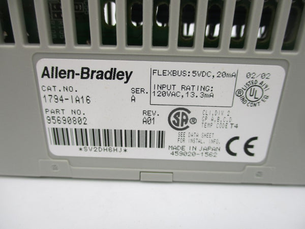 ALLEN BRADLEY 1794-IA16 SER. A 120VAC REV. A01 NSMP