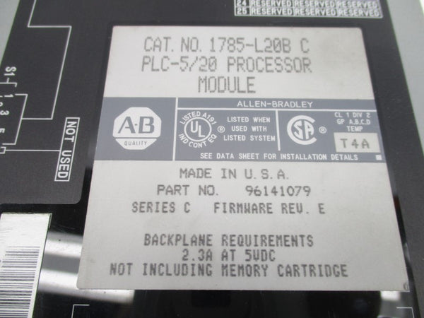 ALLEN BRADLEY 1785-L20B SER. C F/W E 5VDC 2.3A (NO TERMINAL) UNMP