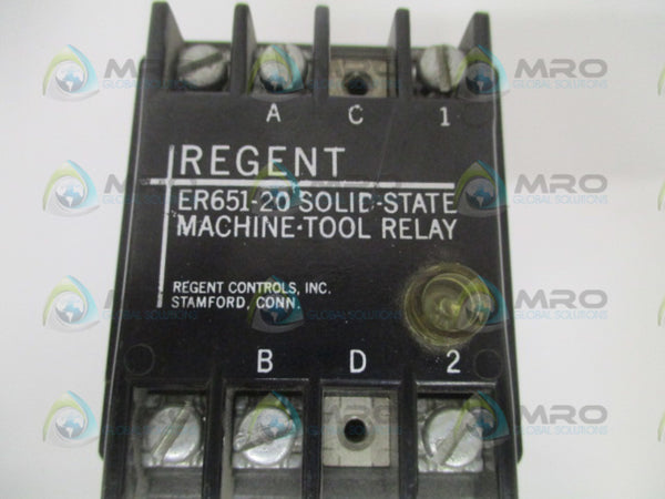 REGENT CONTROLS ER651-20 SOLID-STATE MACHINE TOOL RELAY UNMP
