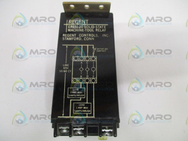 REGENT CONTROLS ER651-20 SOLID-STATE MACHINE TOOL RELAY UNMP