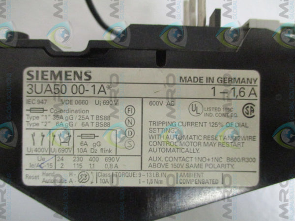 SIEMENS 3UA5000-1A SOLID STATE OVERLOAD RELAY 1-1.6A  UNMP