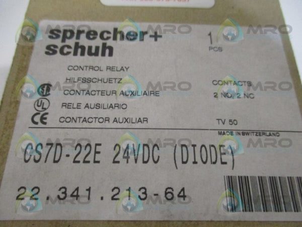 SPRECHER+SCHUH CS7D-22E-24VDC (DIODE) RELAY CONTACTOR 24VDC NSMP