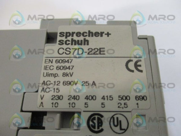 SPRECHER+SCHUH CS7D-22E-24VDC (DIODE) RELAY CONTACTOR 24VDC NSMP
