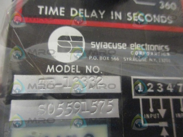 SYRACUSE ELECTRONICS TE-13332 TIME DELAY RELAY 3.6-360 SEC. 24VAC NSMP