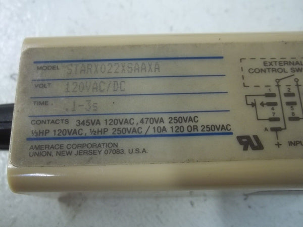 AGASTAT STARX022XSAAXA OFF RELAY TIMER .1-3S 120VAC/DC UNMP
