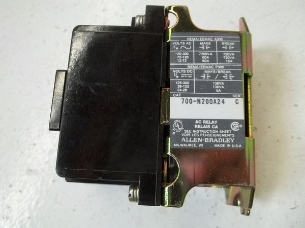 ALLEN BRADLEY 700-N200A24 SER.C CONTACT RELAY  UNMP