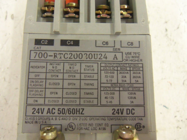 ALLEN BRADLEY 700-RTC20020U24 SERIES A RELAY UNMP