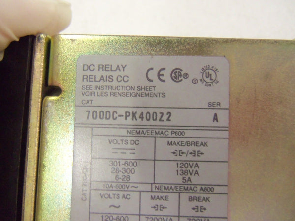 ALLEN BRADLEY DC RELAY 700DC-PK400Z2 SERIES A UNMP