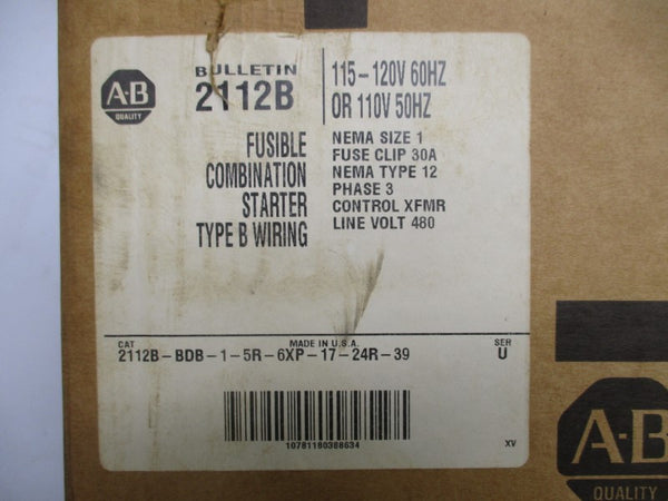 ALLEN BRADLEY 2112B-BDB-1-5R-6XP-17-24R-39 SER. U 480V NSMP