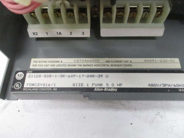 ALLEN BRADLEY 2112B-BDB-1-5R-6XP-17-24R-39 SER. U 480V NSMP