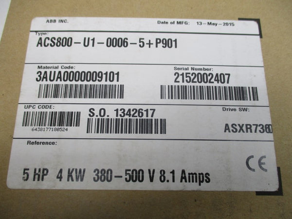 ABB ACS800-U1-0006-5+P901 380-500V 8.1A NSFS