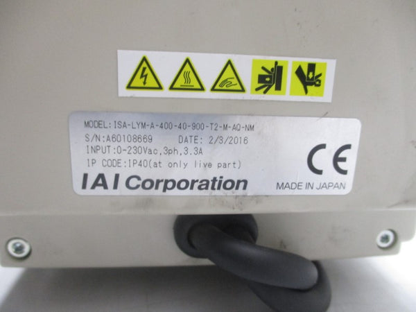 IAI CORPORATION ISA-LYM-A-400-40-900-T2-M-AQ-NM 0-230VAC 3.3A NSNP