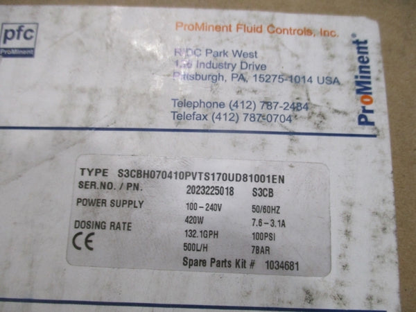 PROMINENT S3CBH070410PVTS170UD81001EN 100-240V 7.6-3.1A 100PSI NSMP