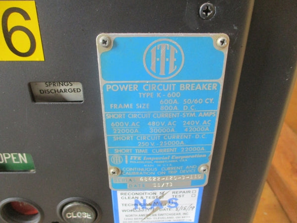 I-T-E K-600 600VAC 600A WITH AC-PRO QUICK TRIP REMAN