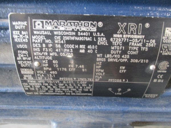 MARATHON ELECTRIC CVE 256THFNA9076AC L W541 460V 13.1A NSNP