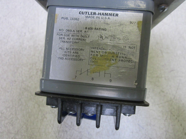 CUTLER HAMMER PHASE REVERSAL UNBALANCE RELAY D60LA4 SER.A1 480V UNMP