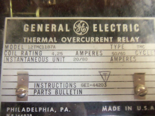 GENERAL ELECTRIC 12TMC11B7A THERMAL OVERCURRENT RELAY UNMP
