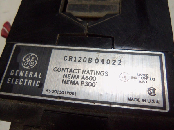 GENERAL ELECTRIC CR120B04022 RELAY UNMP