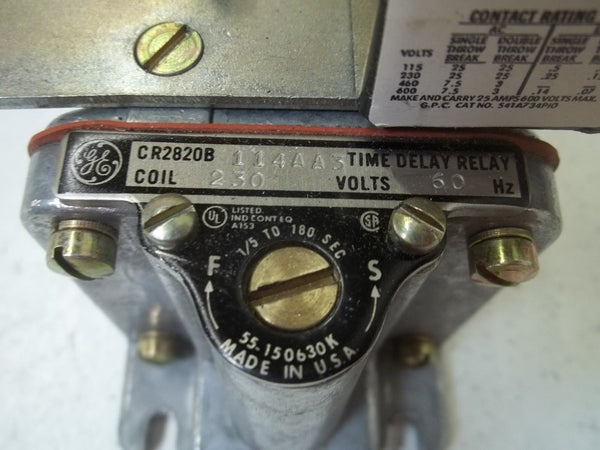 GENERAL ELECTRIC CR2820B114AA3 TIME DELAY RELAY UNMP