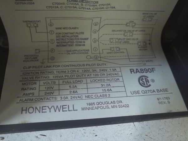 HONEYWELL RA795D 1002 PROTECTOR RELAY UNMP