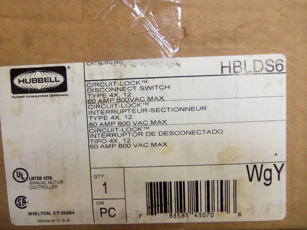 HUBBELL HBLD56 DISCONNECT SWITCH NSMP
