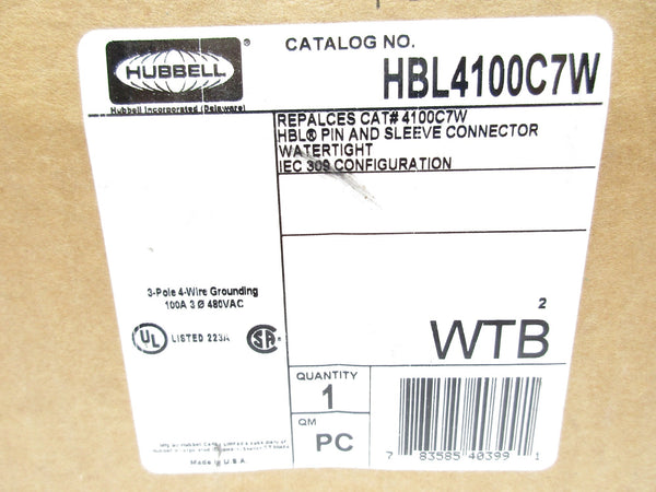 HUBBELL HBL4100C7W 480VAC 100A NSMP