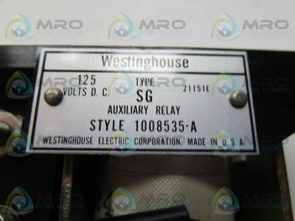 WESTINGHOUSE 1008535-A AUXILIARY RELAY  UNMP