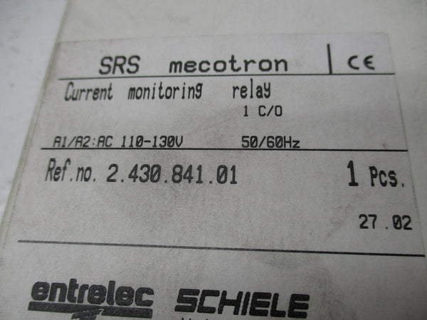 SCHIELE 2.430.841.01 CURRENT MONITORING RELAY 250V 4A NSMP