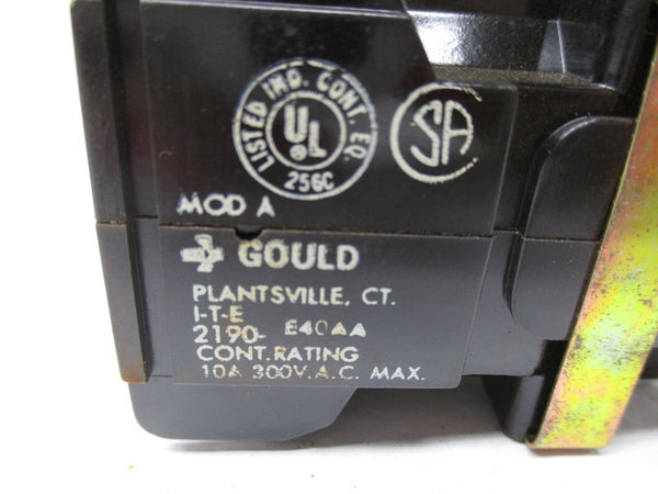 GOULD I-T-E 2190-E40AA MOD. A GENERAL PURPOSE RELAY 10A 300VAC NSNP