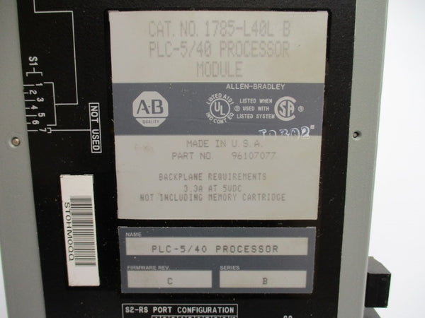 ALLEN BRADLEY 1785-L40L SER. B F/W C 5VDC 3.3A UNMP