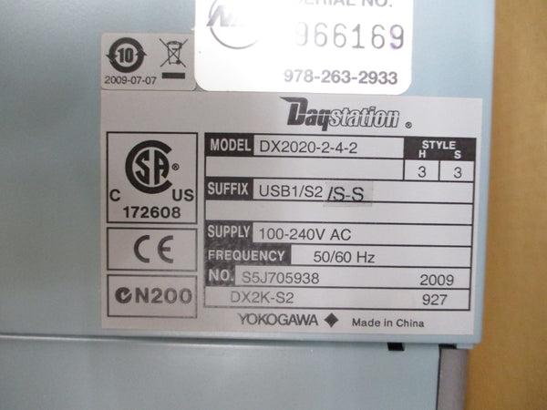 YOKOGAWA DX2020-2-4-2 USB1/S2/S-S 100-240VAC NSMP