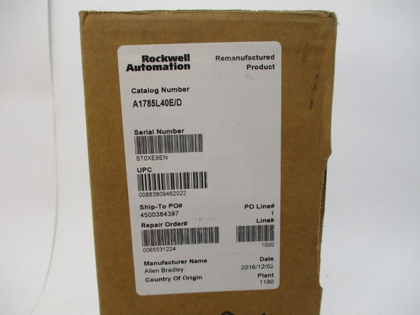 ALLEN BRADLEY 1785-L40E SER. D F/W L.3 5VDC 3.6A REMAN