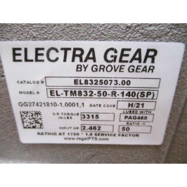 ELECTRA GEAR EL8325073.00 EL-TM832-50-R-140(SP) W/ STEARNS 105606100DQF BRAKE NSMP