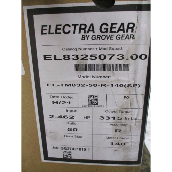 ELECTRA GEAR EL8325073.00 EL-TM832-50-R-140(SP) W/ STEARNS 105606100DQF BRAKE NSMP