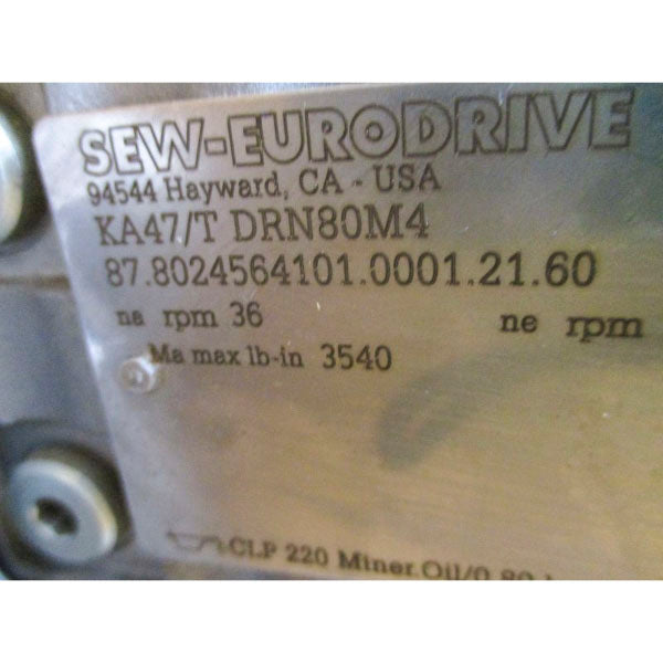 SEW-EURODRIVE KA47/TDRN80M4 230/460V 3.10/1.56A NSMP