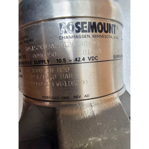 ROSEMOUNT 3051S2CD3A2B12A1AB4M5 10.5-42.4VDC 275PSI NSMP