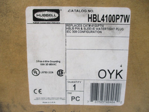 HUBBELL HBL4100P7W 480VAC 100A NSMP