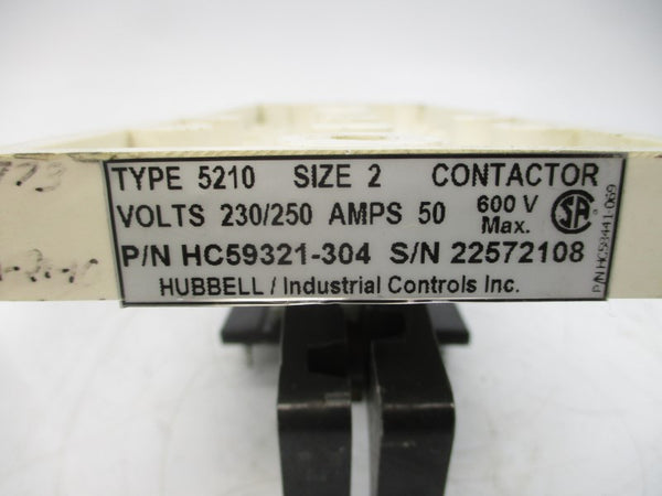 HUBBELL INDUSTRIAL CONTROLS 5210 HC59321-304 230/250V 50A (AS PICTURED) NSNP