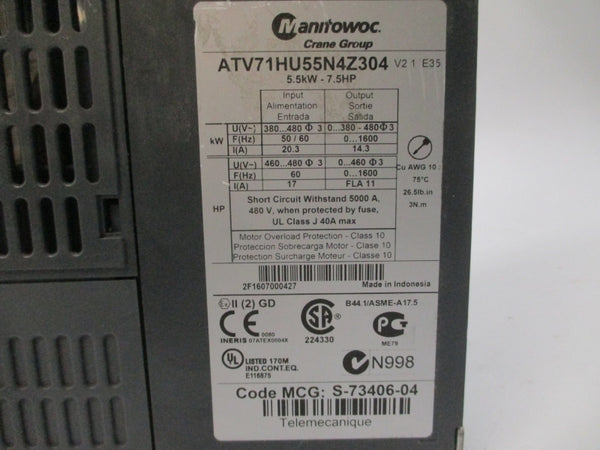 MANITOWOC ATV71HU55N4Z304 380-480V 20.3A (AS PICTURED) UNMP