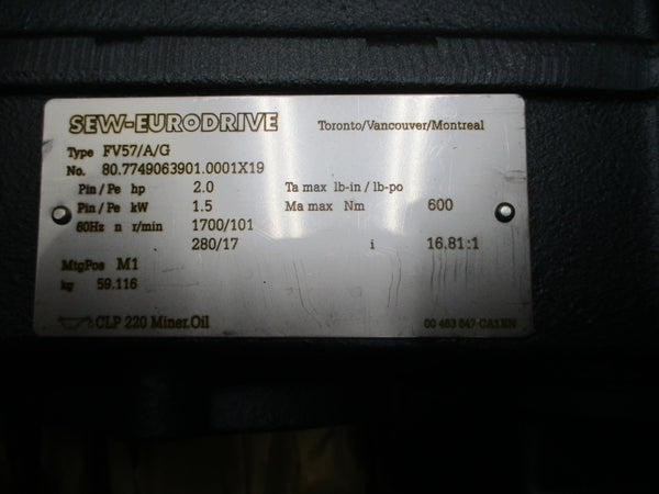 SEW-EURODRIVE FV57/GDRN90L4/BE2HR/MM15* FV57/A/G 380-500V 3.00A NSNP