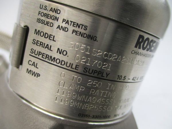 ROSEMOUNT 3051S2CD2A2B12A2A 10.5-42.4VDC REV. AD NSNP